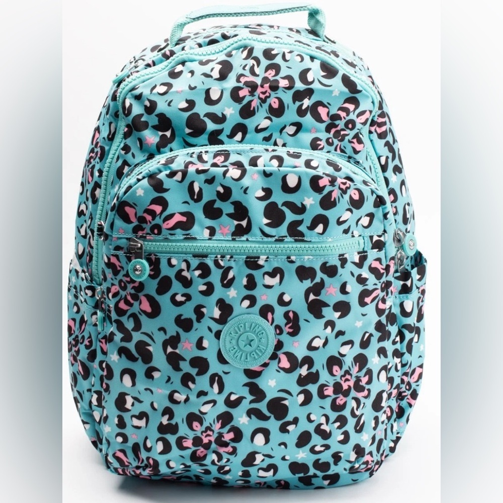 KIPLING Backpack Large Leopard Pattern Laptop Pocket Zipped NWT